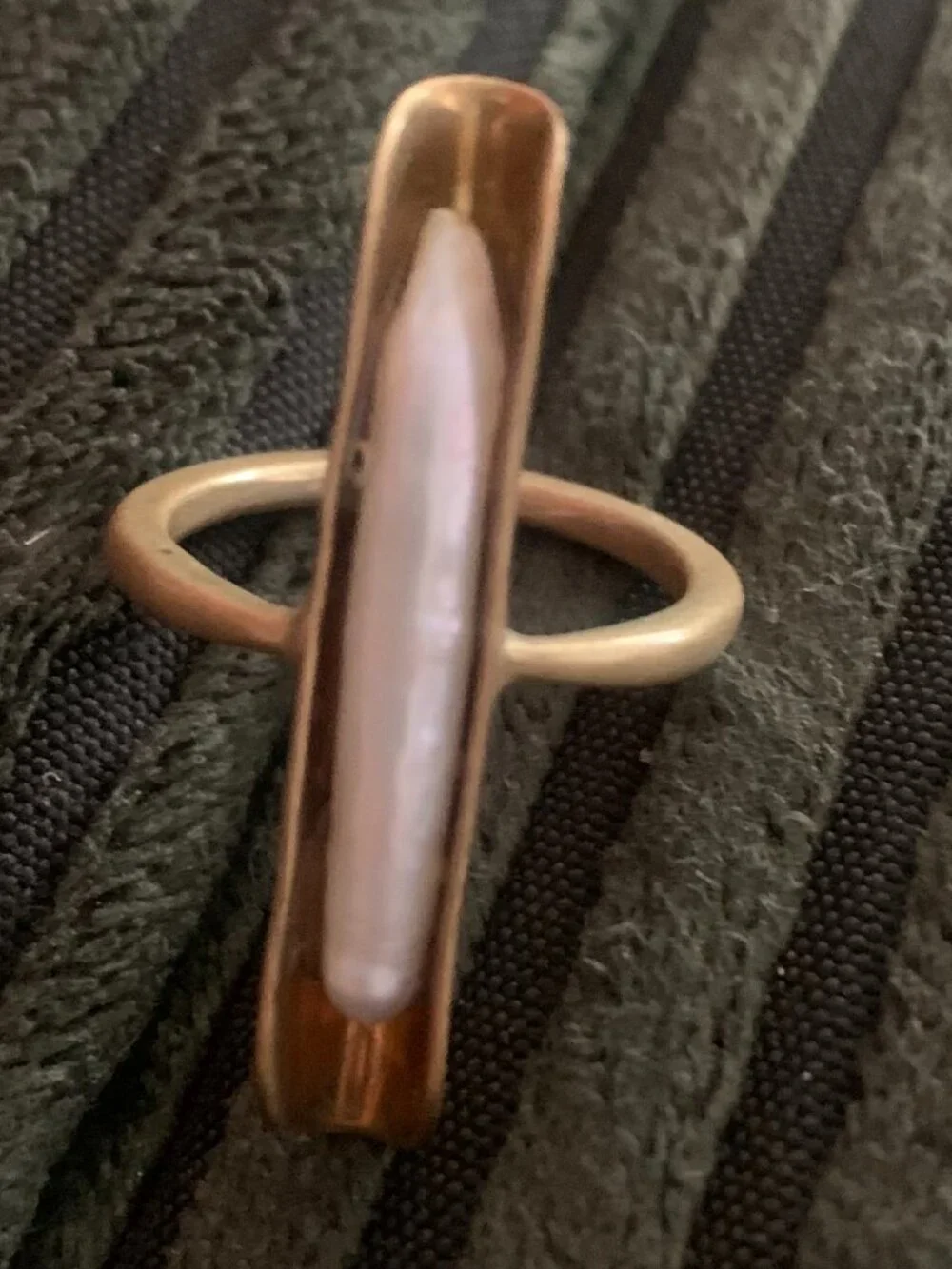 Gold Faux Pearl Cocktail Ring (Size 8)